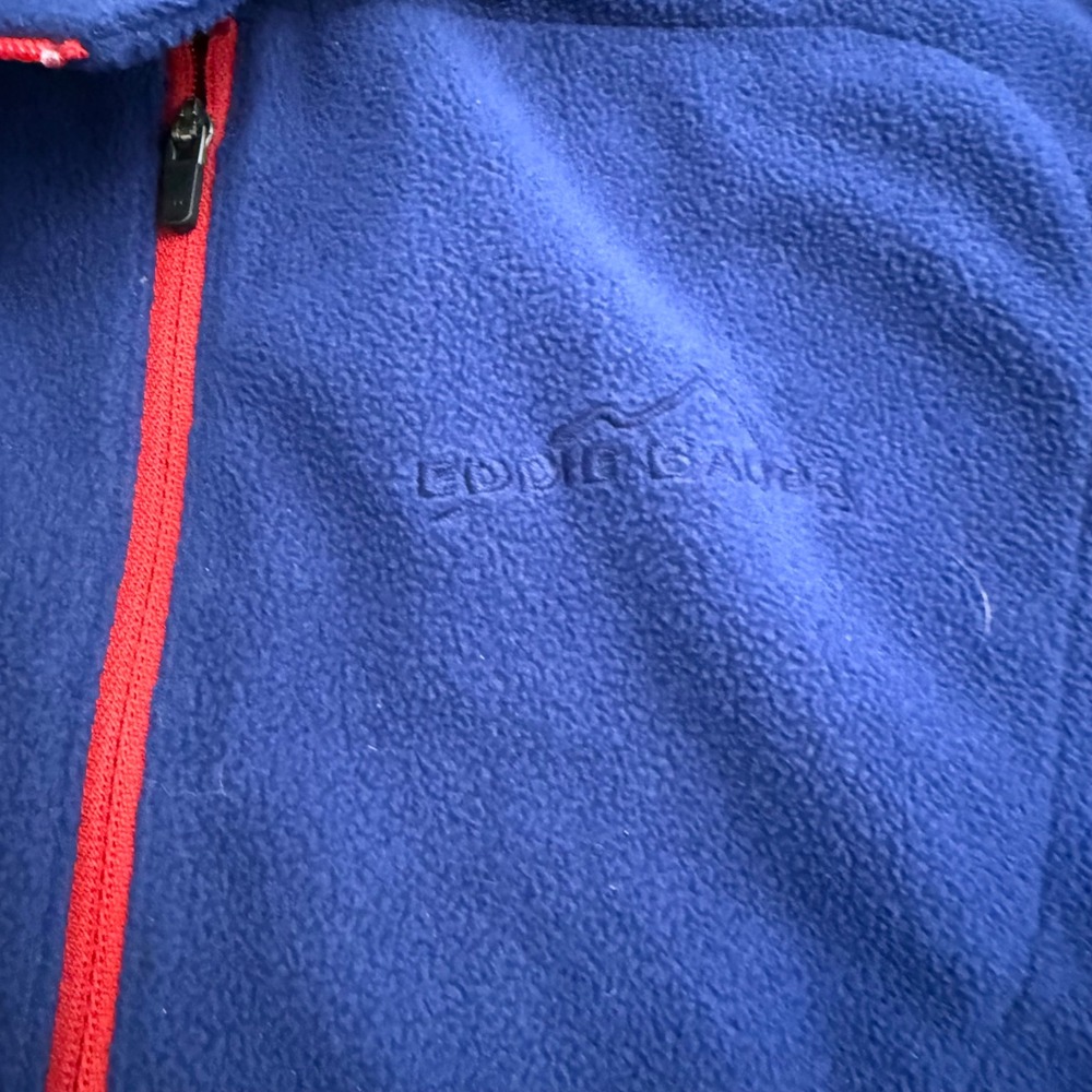 Eddie Bauer‎ Mens Blue Fleece 1/4 Zip Pullover Sweatshirt Top XXL Collard Pocket - Picture 9 of 10